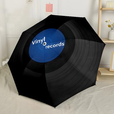 1pc Vinyl Records Umbrella Compact Lightweight Retractable 8-rib Design for Outdoor Adventures And Festive Gifts Y156