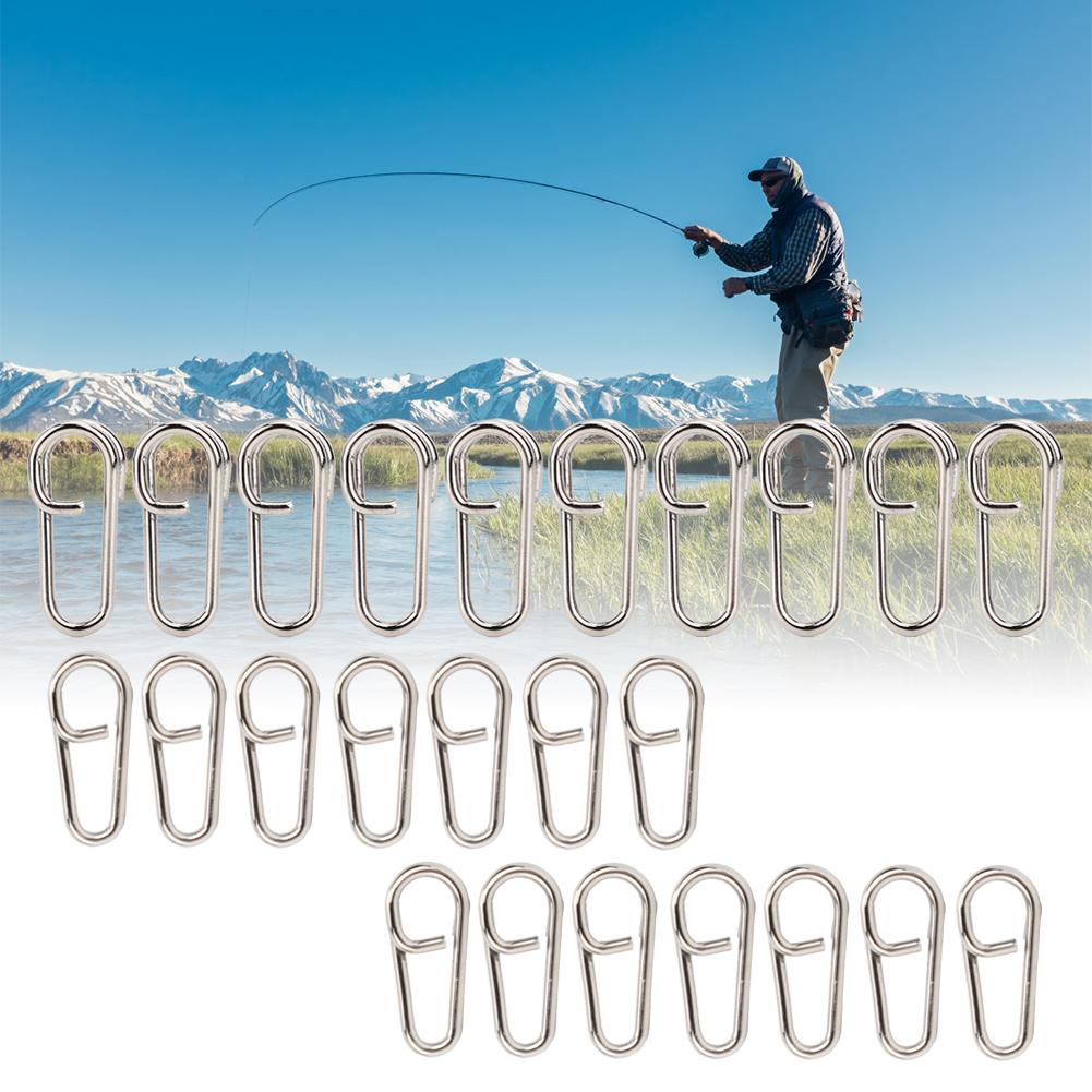 50PCS Powerful Oval Stainless Steel Fishing Clips Snaps Connector Interlock Accessories
