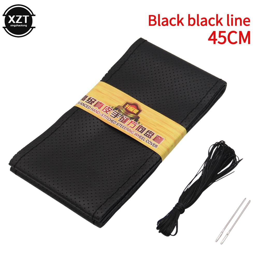Hot Sale 42cm 45cm 47cm 50CM Kryt na volant pro auto náklaďák Autobus DIY Ručně vyráběný kryt na volant z pravé kůže