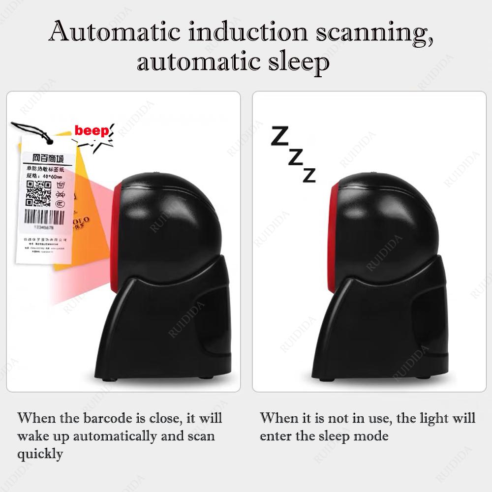 Platform Barcode Scanner 1D 2D Desktop Bar Scanner Hands-free Barcode Reader Store Product Qr Code Reader