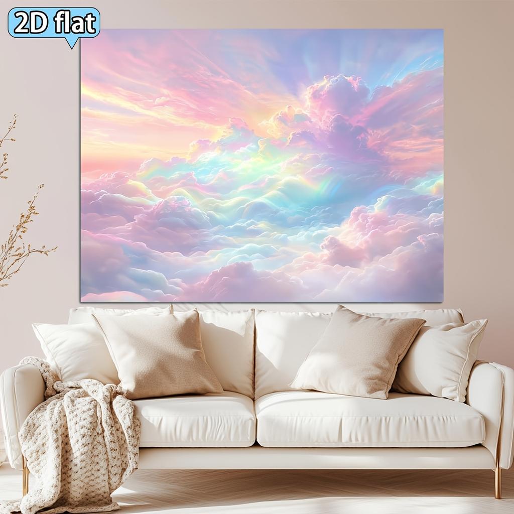 2D Flat. 1pc Fantasy Rainbow Cloud Theme Banner Background Fabric Fantasy Rainbow Decoration