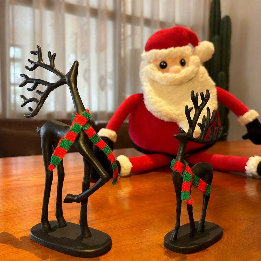 Black Reindeer Statues for Christmas Decoration Home Office Modern Xmas Figurines Elegant Holiday Table Centerpieces Statues