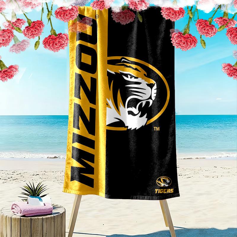 Missouri Tigers Print Beach Towel, Large Soft Quick Dry Towel for Beach Camping Swimming