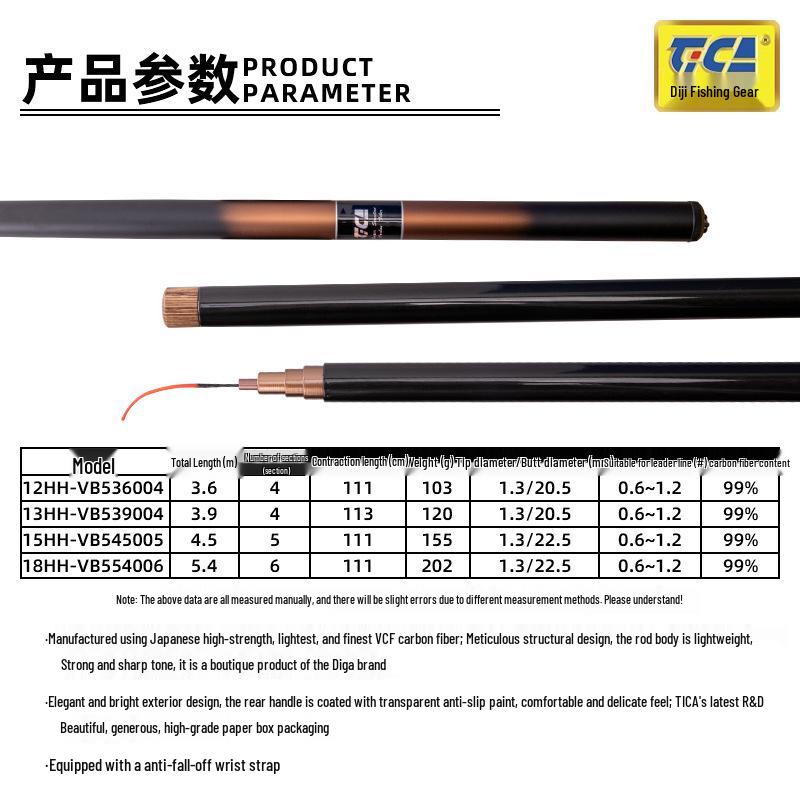 Dijiya Xiaoyaoren Tilapia & Carp Fishing Rod: 3.6/3.9/4.5/5.4m, 5# 6# Super Hard, Lightweight Hand Rod 5#-5.4m