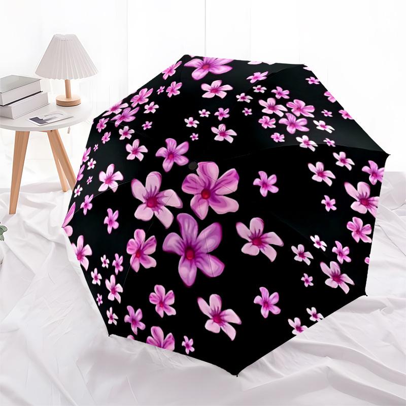 1pc Floral Pattern Automatic Open/Close Umbrella - Compact Travel Umbrella, Gift for Birthday, yy251208136