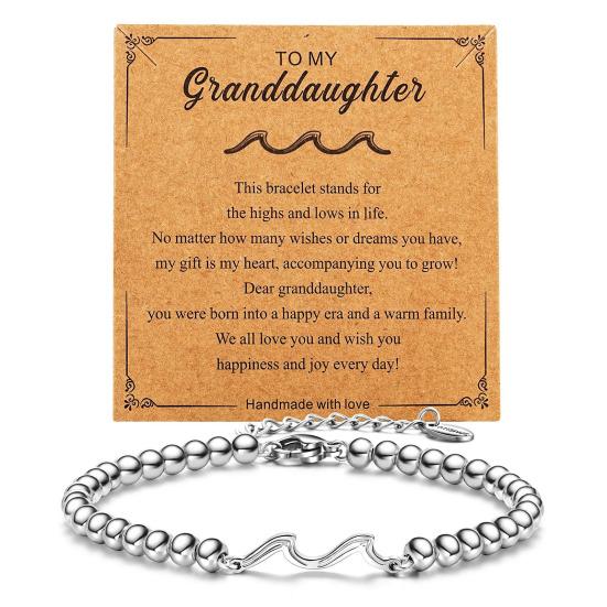 Unisex Wave Bracelet Adjustable Beaded Bracelet Friendship Bracelet Jewelry Gift with Inspirational Card for Family