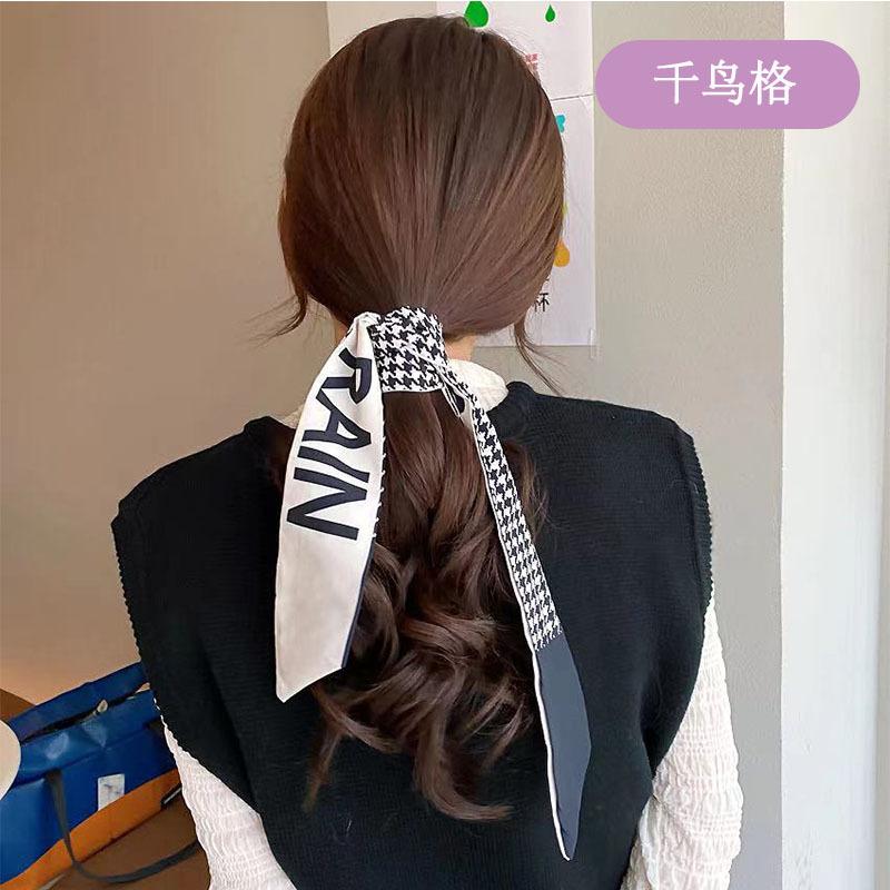 Qiandongge Seidenschal Stirnband Retro Weiblichkeit Gebundener Pferdeschwanz Schleife Band Stirnband Streamer Stirnband Mori Serie