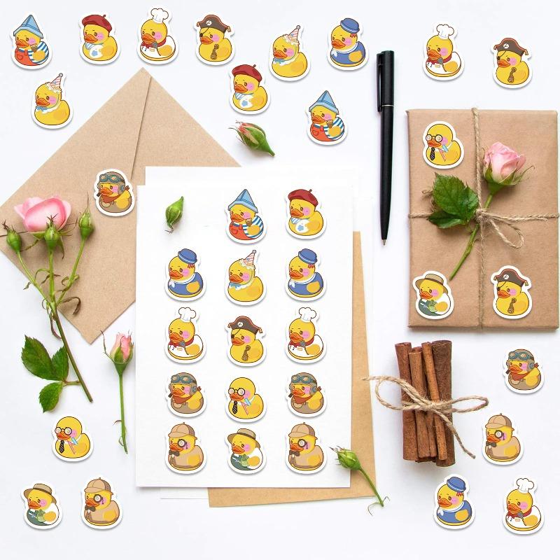 500 Pieces Per Roll - Cartoon Rubber Little Yellow Duck Waterproof Decorative Phone Case Luggage PVC Roll Sticker
