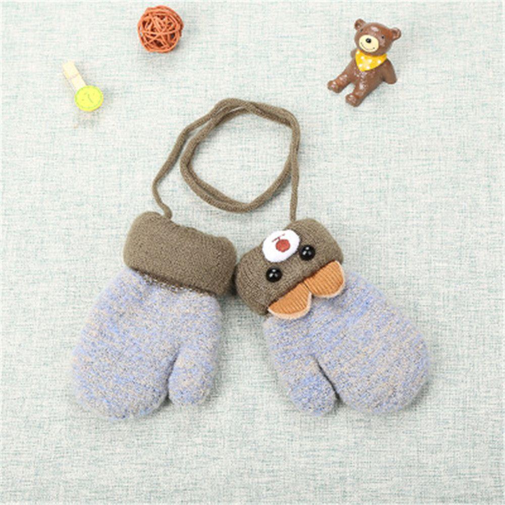Girls Keep Finger Warm Cartoon Bear Baby Newborn Thick Plus Velvet Kids Gloves Knitting Mittens