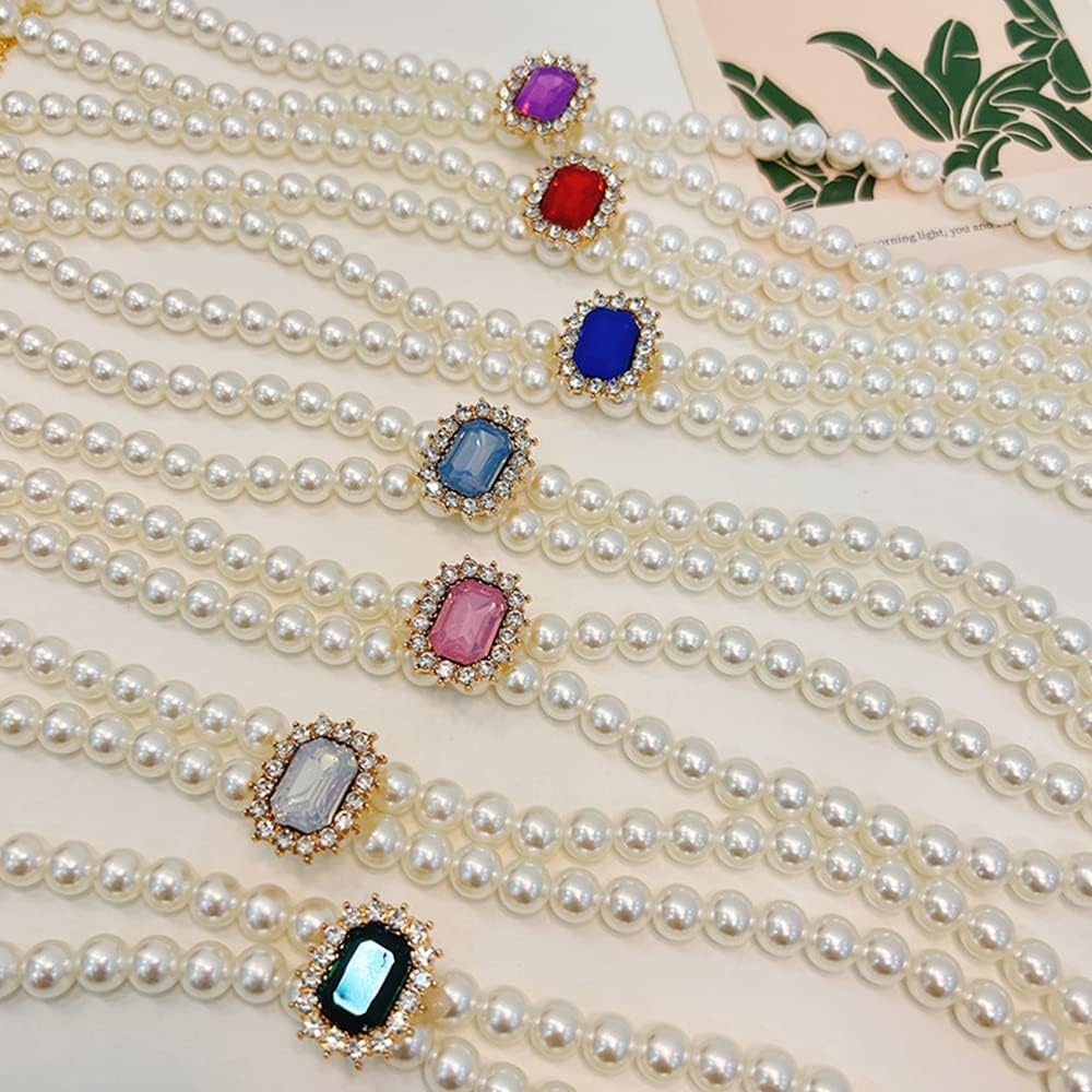Pet Collar Adjustable Gem Cat Pearl Necklace Set with Diamond Elastic Pet Accessories