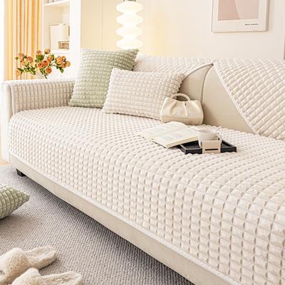 Small Grid Plush Sofa Cover Warm and Super Soft  Living Room Sofa Protection Pad Anti Slip Machine Washable Sofa Cushion Home
