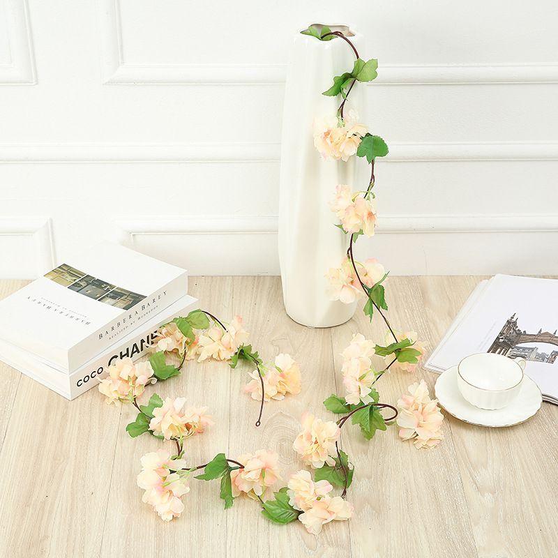 Lifelike Silk Cherry Flowers Garland For Weddings And Home Decoration 2.2m