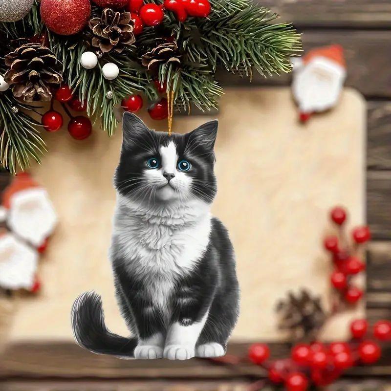 Adorable 2d Acrylic Black Cat Rearview Mirror Pendant For Pet Lovers Car Decor