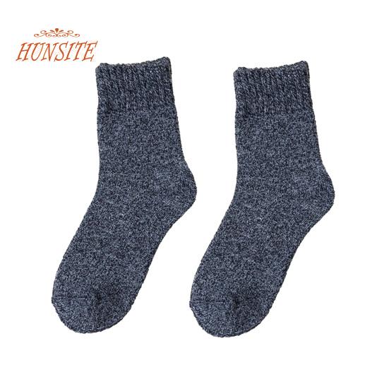 

1 пара мужских зимних носков, толстый мягкий плюш, однотонный, защита лодыжки, средняя трубка, эластичные противоскользящие, термовязаные, противоскользящие носки для пола темно-серого