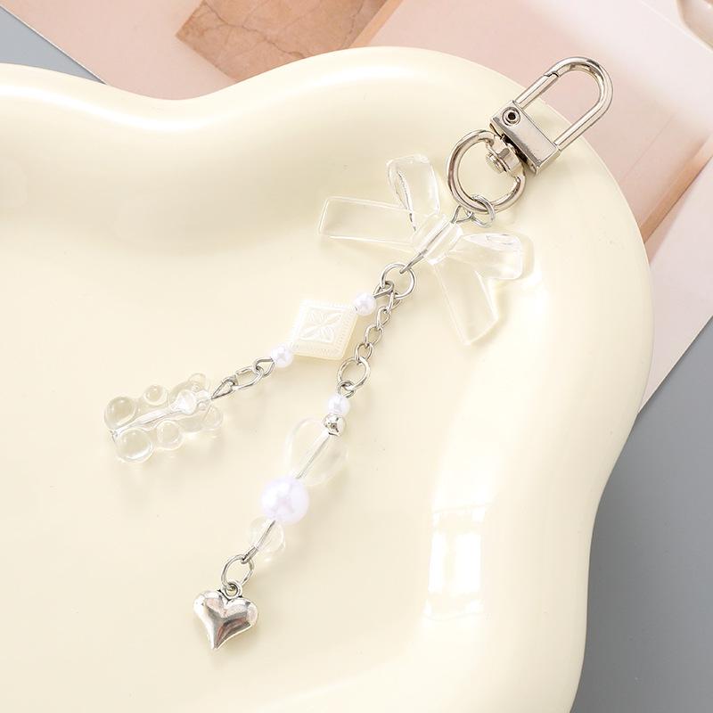New Acrylic Bow Keychain Pendant: DIY Bag Charm & Earphone Case Hanging Jewelry