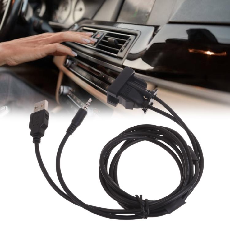 Practical USB Extension Cord Dashboard Panel Mount USB+ 3.5mm Port Plug