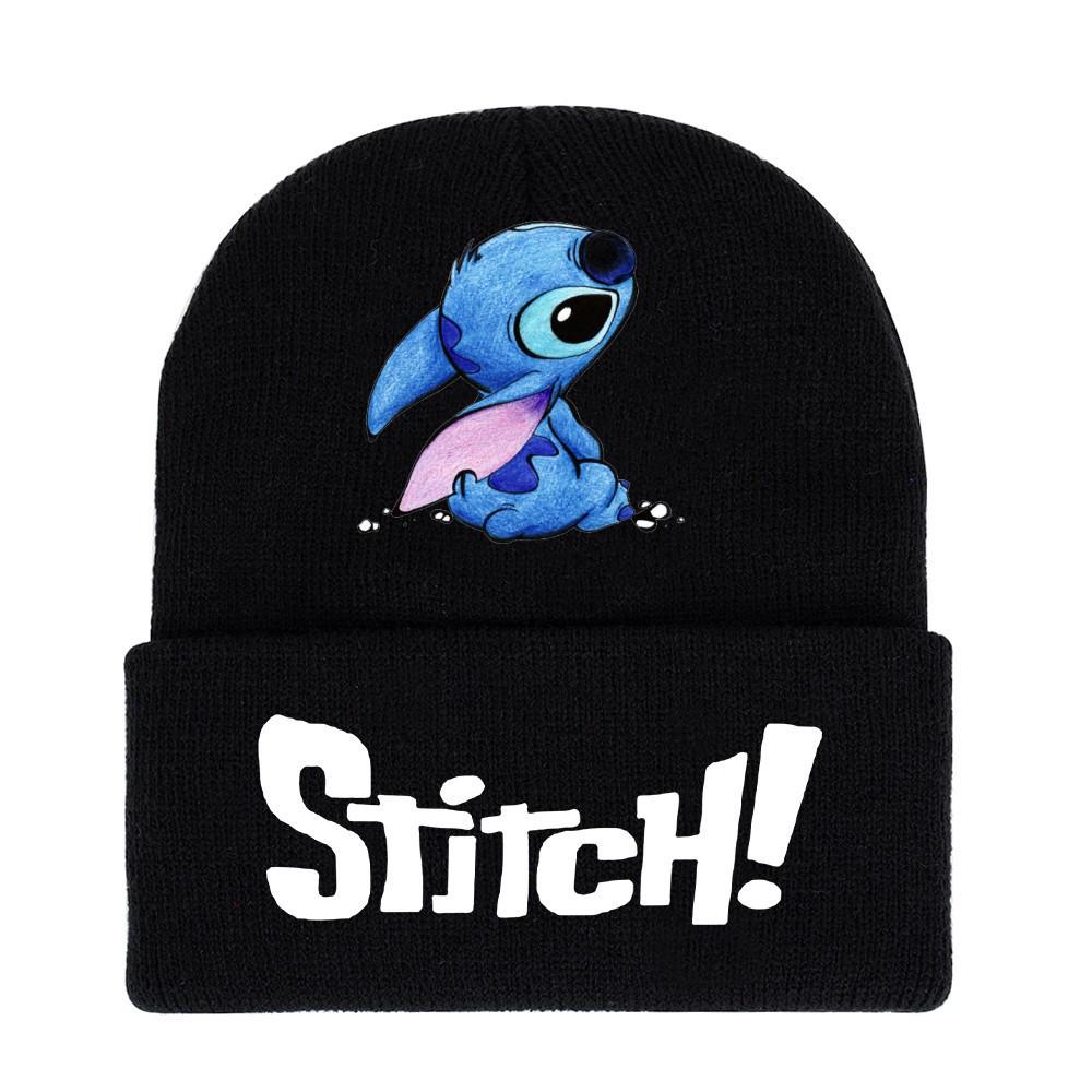 Lilo & Stitch Cartoon Print Knit Wool Hat for Men & Women - Warm Autumn/Winter Beanie