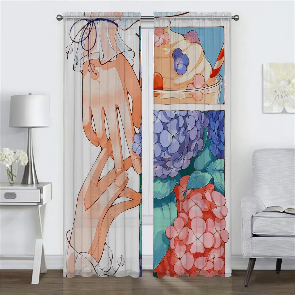 Retro Moda Oda için Pencere Perdesi 2 Panelli Perdeler Yatak Odası Ev İç Mekan Perdeleri Bölme Cadılar Bayramı Dekorasyonu Gölgelikler