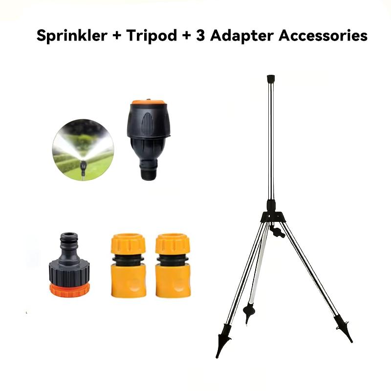 2Pcs/Set Height Adjustable 360° Auto Rotating Sprinkler with Telescopic Tripod, Large Coverage for Garden Lawn Farm Irrigation