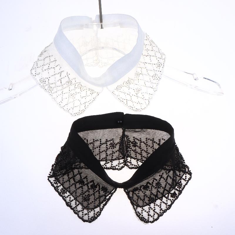 Elegant Detachable Lace Collar Embroidered Beaded False Collar Half Shirt Collar For Women Blouse Decoration Accessories
