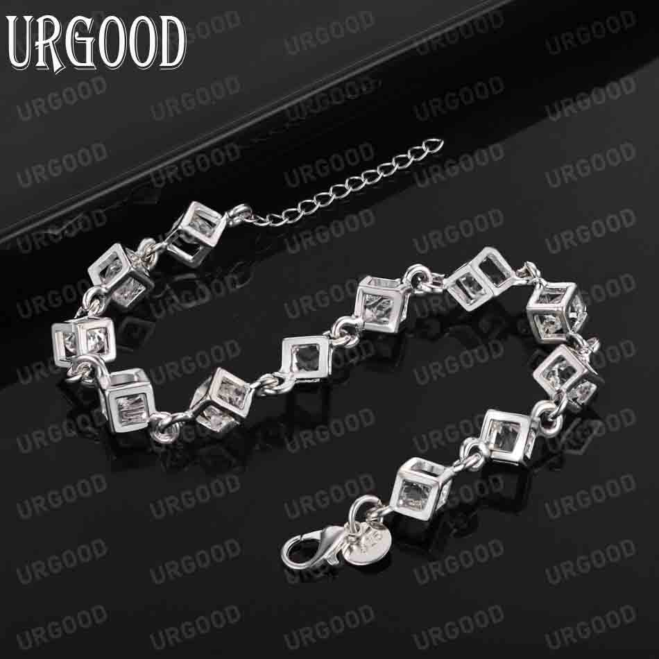 Brățară din argint 925 cu zircon pătrat, bijuterii de nuntă la modă