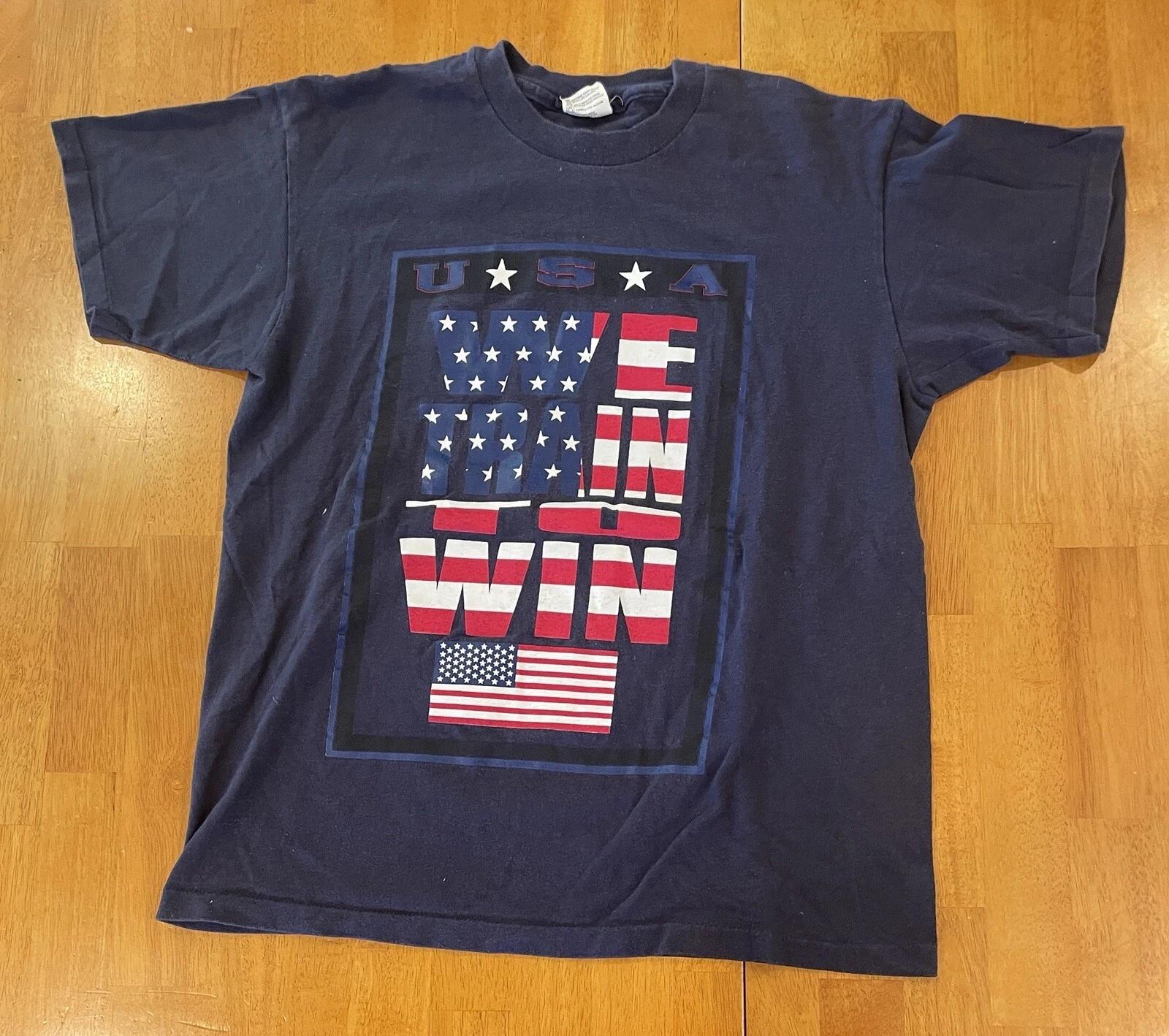 Винтажная футболка Team USA We Train To Win Olympics 90-х годов, размер L, College Ware XL