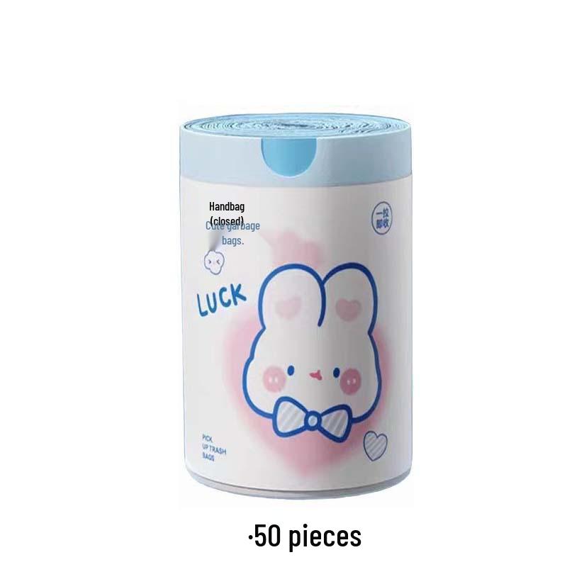 Blue Heart Rabbit Cartoon Drawstring Garbage Bags - Kitchen-Friendly Portable Thickened Design 614₽