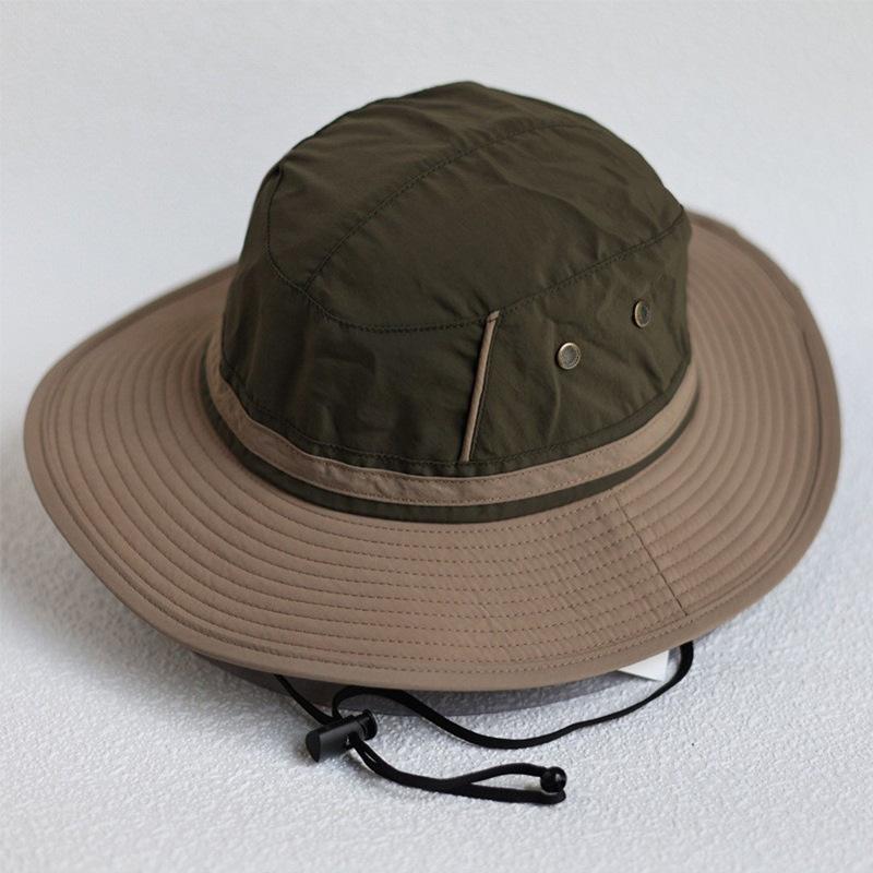 Japanese Drawstring Sunshade Fisherman Hat, Men's And Women's Big Head Outdoor Mountaineering And Fishing Summer Hat
