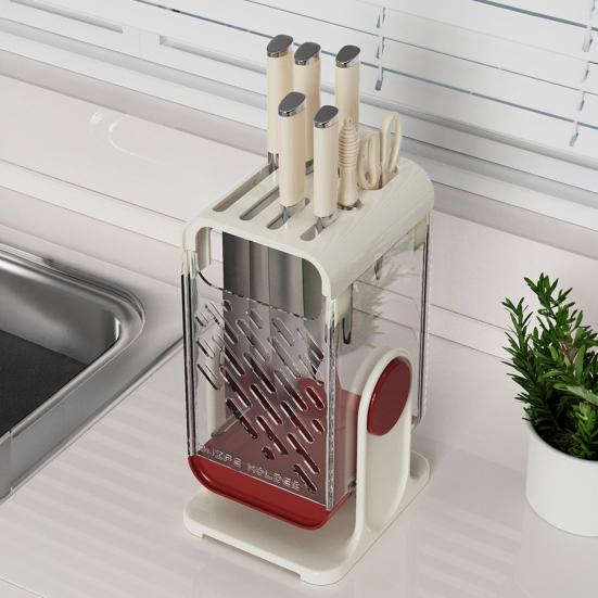 Rotating Tool Cutter Holder with Multi-Angle Hovering Shaft Rack Wall-Mounted or Countertop Drainage Organizer for Kitchen