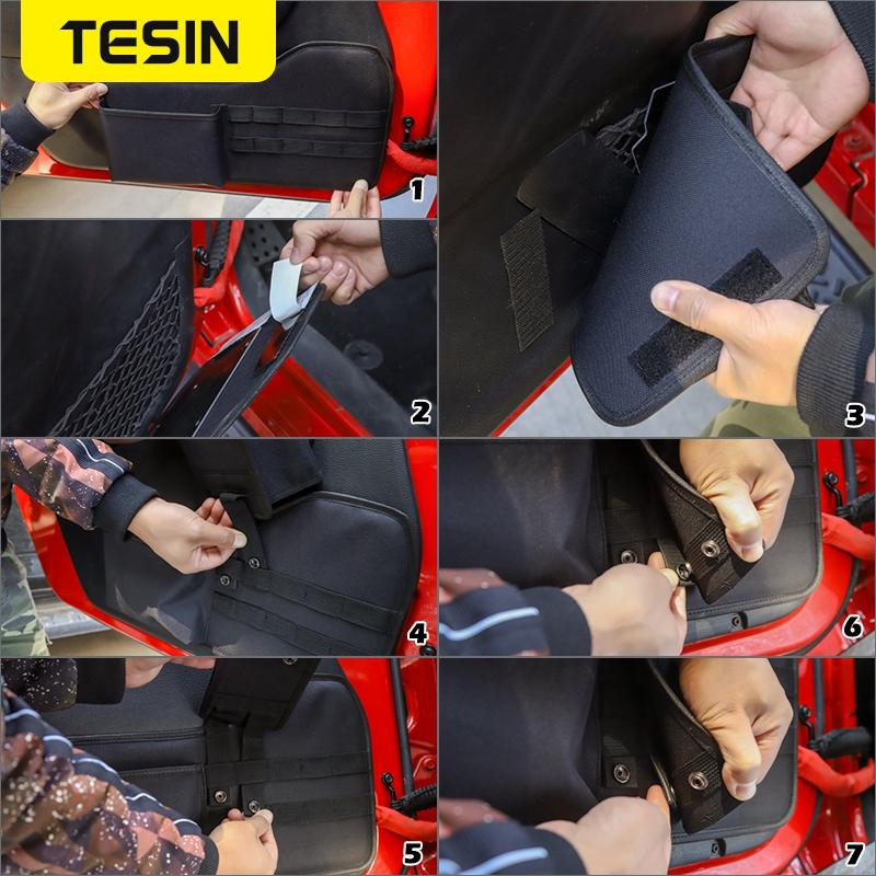 TESIN Organizator de sac de depozitare pentru ușa din față a mașinii pentru Jeep Wrangler TJ JK JL JT pentru Suzuki Jimny pentru interiorul Jeep Renegade