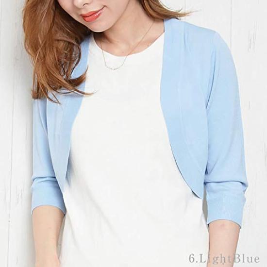 Back Ribbon Ribbon Sleeves [Kirby's] Bolero_Back Bolero_06.Light Blue/Three-Quarter