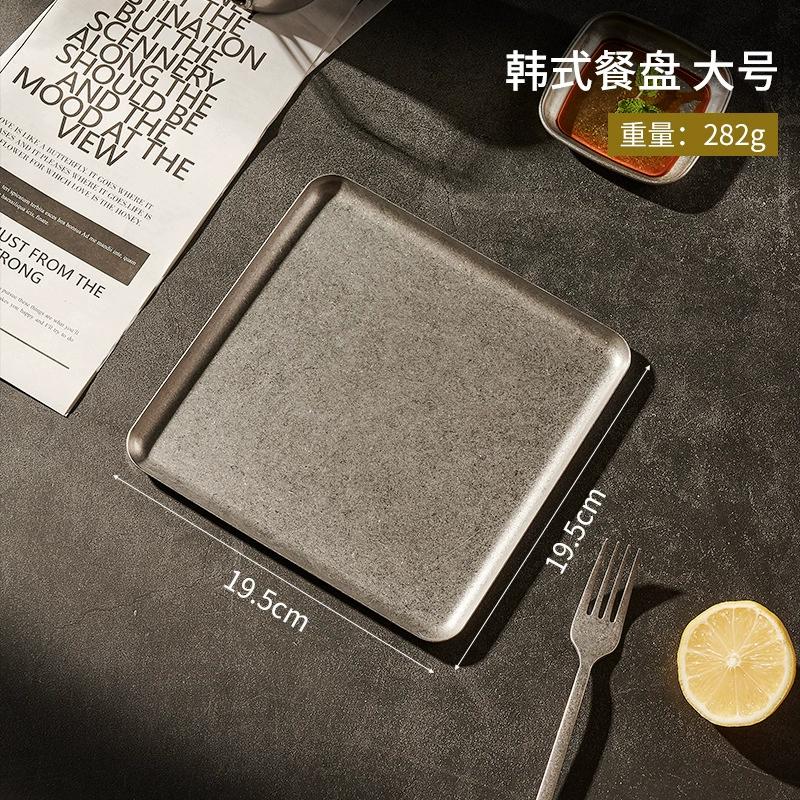 Stainless Steel Vintage Snowflake Silver Square Tray Bread Barbecue Steak Plate Dinner Plate Dessert Dinnerware Decorative Tray
