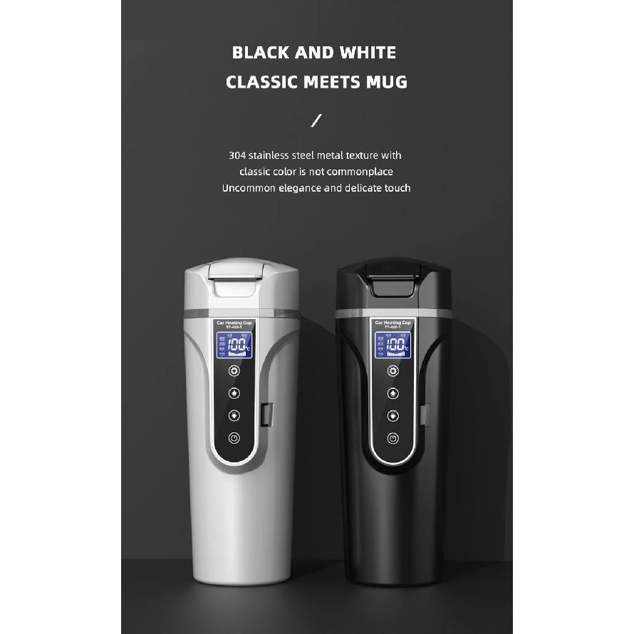 R31 450ml Car Heating Cup 12v/24v Portable Electric Kettle Smart Touch Screen Thermal Mug Temperature Adjustable Car Heating Mug