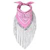 Cowboy Style Cowgirl Bandanas Tassel Trim Neckerchief Western Accessory Women Bandanas