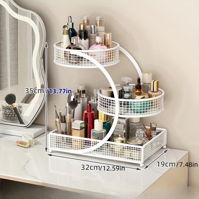 1pc Varnished Metal Cosmetic Organizer,Lightweight No-Installation Makeup Storage Rack for Vanity,Bathroom Countertop Shelf for And Skincare Products