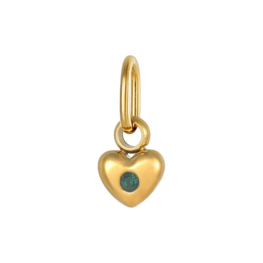CARLIDANA Vintage Charm Women's Titanium Steel Heart-shaped Pendant Gold Plated Rhinestones 12 Birthstone Charms DIY Jewelry