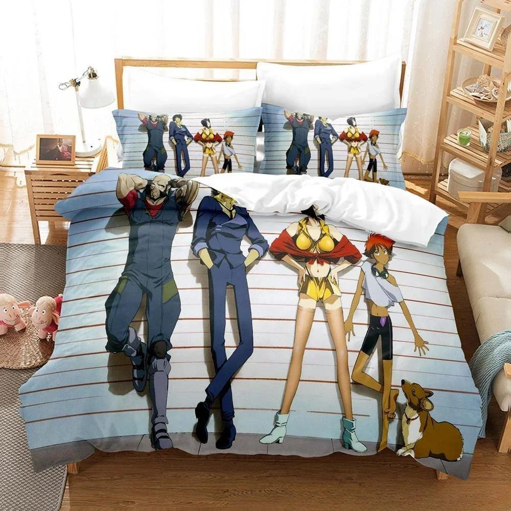 Mode 3D-gedrucktes Spiel Cowboy Bebop Bettwäsche-Set Cartoon Anime dreiteiliges Set Erwachsene Kind Schlafzimmer Bettbezug-Sets Heimtextilien