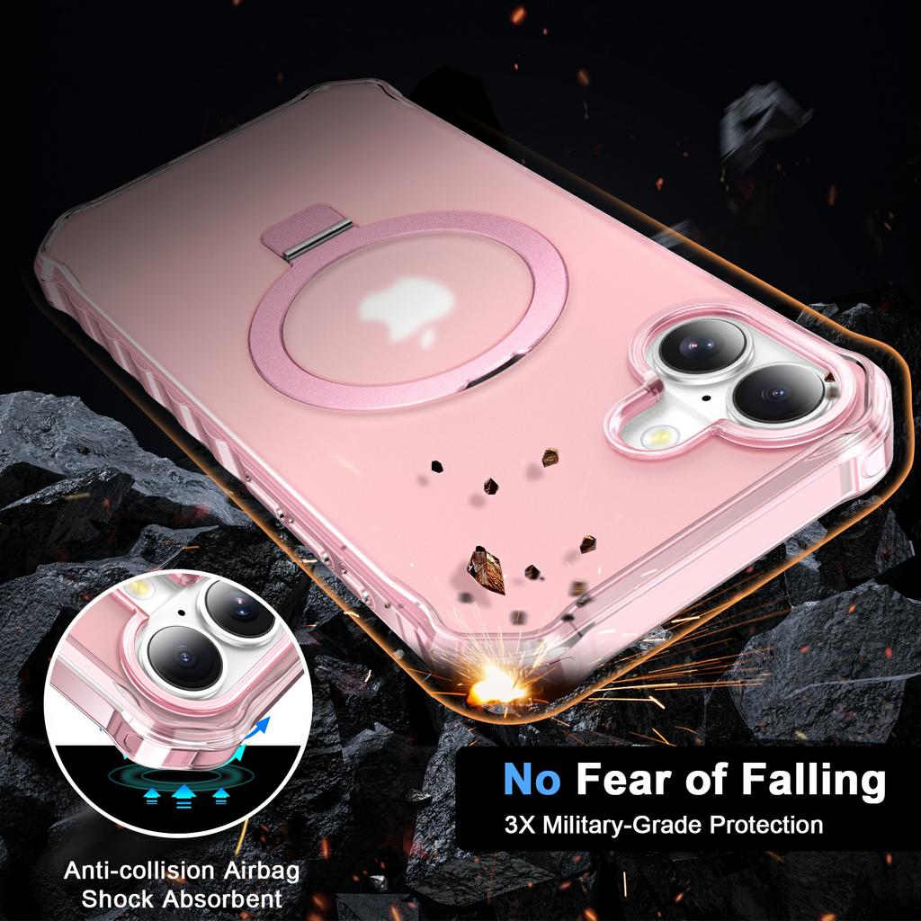 Für iPhone 17 Hülle Kompatibel mit MagSafe Matt Ständer Hybrid Handyhülle Kleine Wellenkante