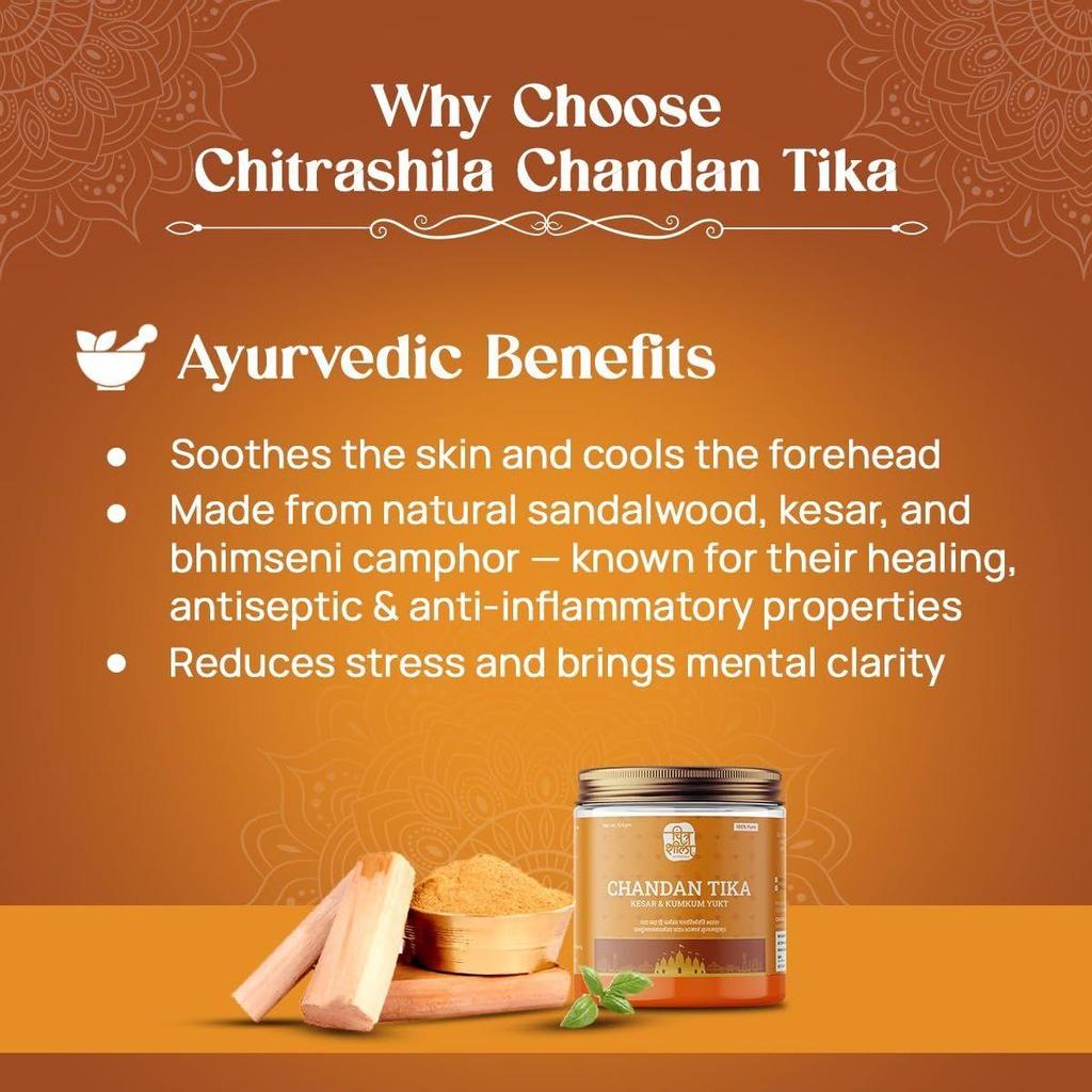 CHITRASHILA® Chandan Tika für Puja Reines Kesar mit Kumkum & Kampfer