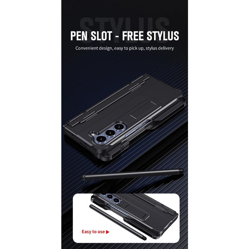 Invisible Stand for Samsung Galaxy Z Fold 6 5 4 3 Case Pen Slot Stylus Glass Film Screen Hinge Protection Cover Stand Holder