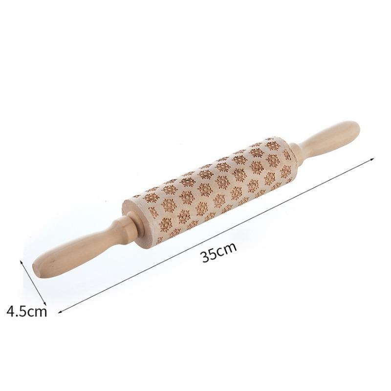 

European Style Retro Wooden Rolling Pin Printing Engraving Rolling Embossing Cookie Rolling Flavor Cookie Stick