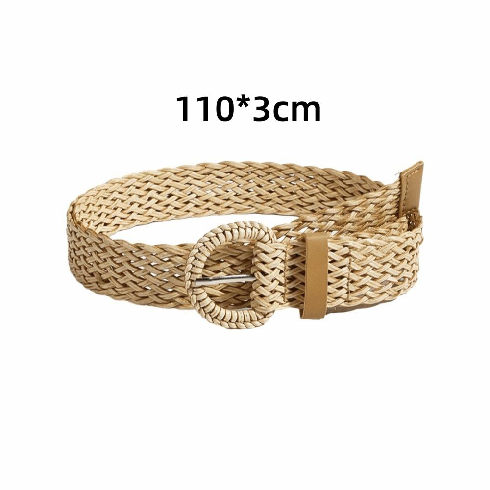 Vintage Stil Geflochtener Taillengürtel Runde Ringschnalle Damen Taillengürtel Rockzubehör