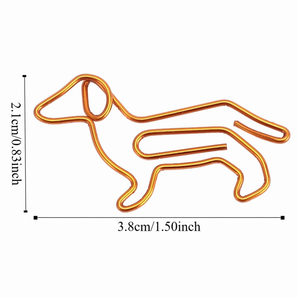 100 Pcs Dachshund Shape Dachshund Paper Clips Orange with Storage Box Dog Shaped Paper Clips 38*21mm Small Size