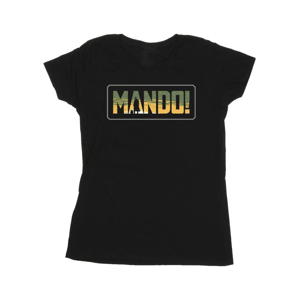 STAR WARS Womens/Ladies The Mandalorian Mando Cutout Cotton T-Shirt
