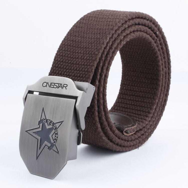 Black Five-Star Canvas Belt Headhunting Black Eagle Men's Automatic Buckle Belt Woven Leisure Good Supply