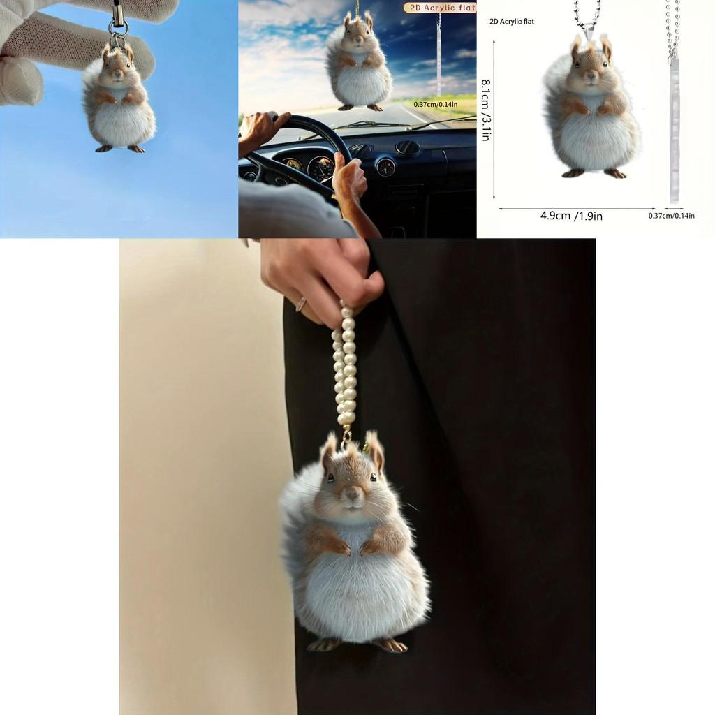 Delightful Acrylic Squirrel Pendant Warm Vintage Decor For Cars Christmas Trees And Gifts Backpack