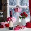 Heart Pendant Decoration 12 Pcs Felt Fabric Hanging Ornament Red Pink Buffalo Velvet Plaid Charm for Valentine's Day Wedding Party DIY Crafts