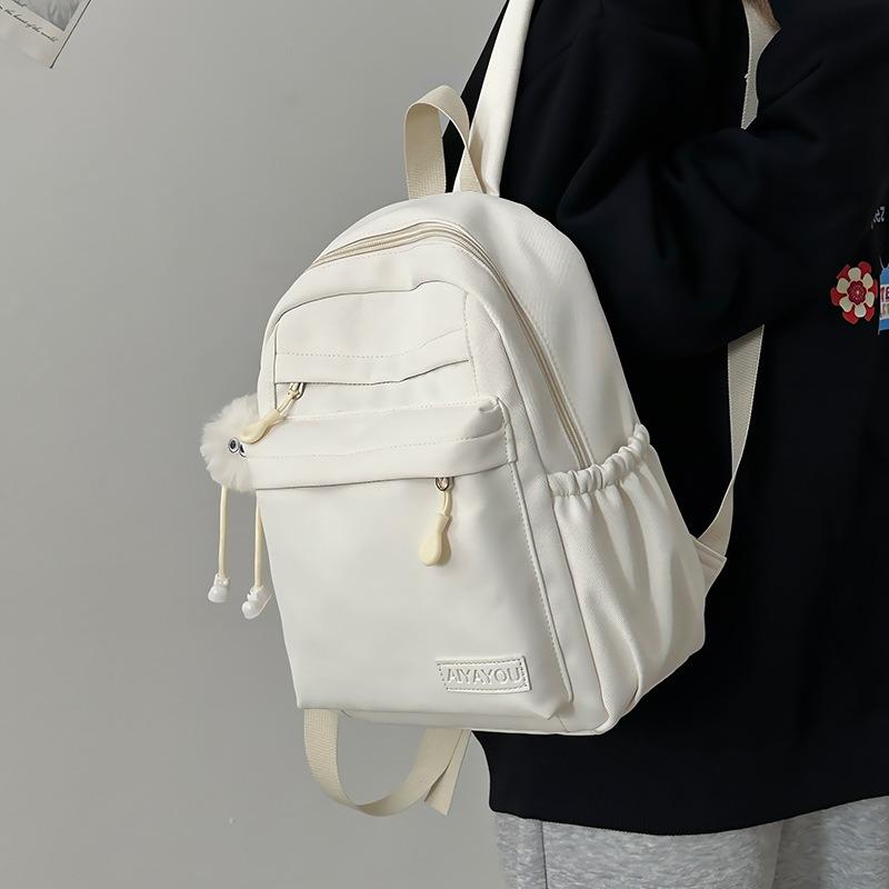 Leisure campus solid color high school student schoolbag new small fresh nylon travel backpack outside