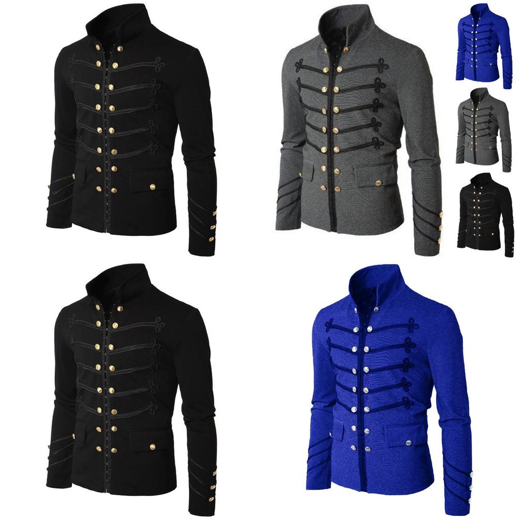 Elegant Men's Double Breasted Medieval Cosplay Jacket In Stylish Gothic Design