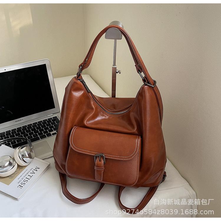 Casual commuting retro large-capacity bag women's 2025 new fashion multi-purpose double shoulder back bag single shoulder tote bag
